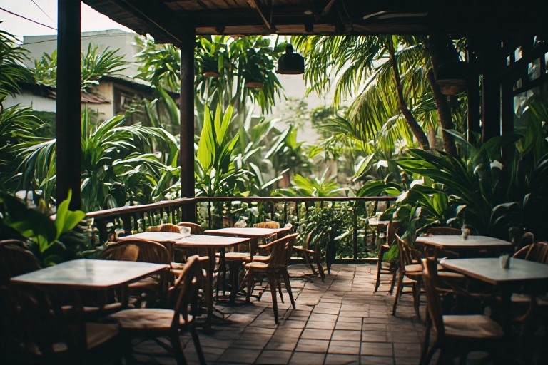 Terraza tranquila del café